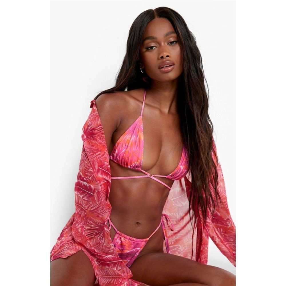 Boohoo Tropicana Tie Triangle Recycled Bikini Top NWT